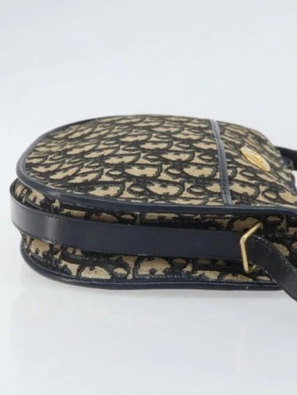 Christian Dior Trotter Canvas Shoulder Bag Navy Gold Auth 171117 - Picture 3 of 15